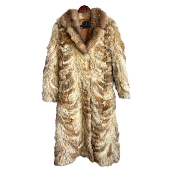FAMOUS BARR VINTAGE FULL LENGTH Beige REAL FOX FUR COAT size Small EXQUISITE